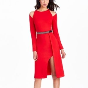 Cold Shoulder Crepe Dress with cut outs